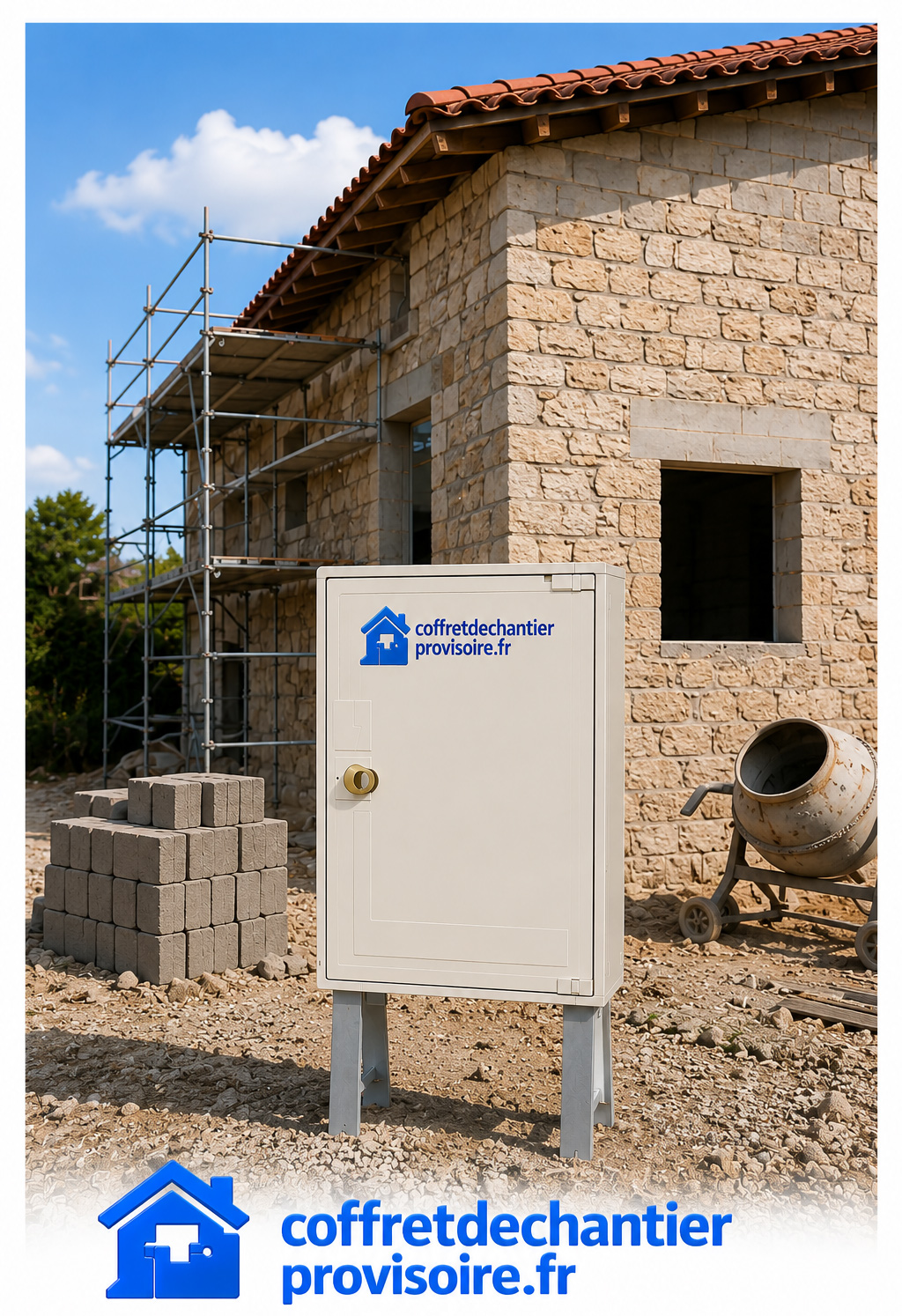 Coffret de chantier sur maison en construction